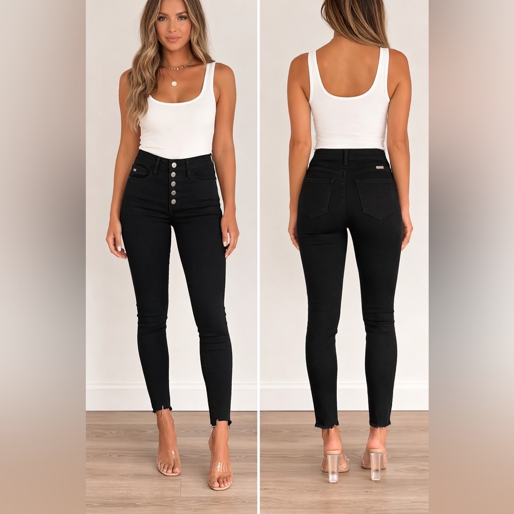 KanCan High Rise Black Button-Up Jeans